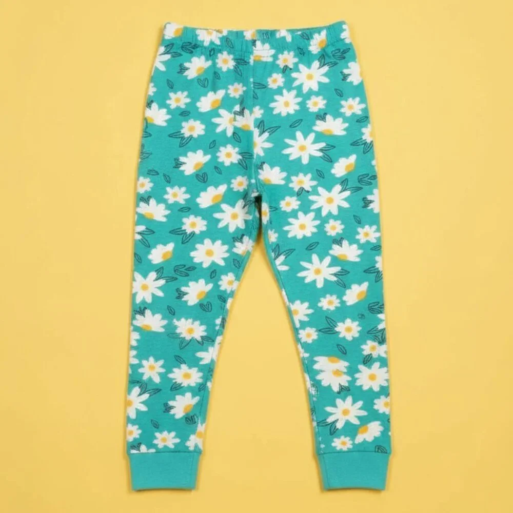 Bright Blue Floral Kids Pajama Set – Soft Cotton Sleepwear